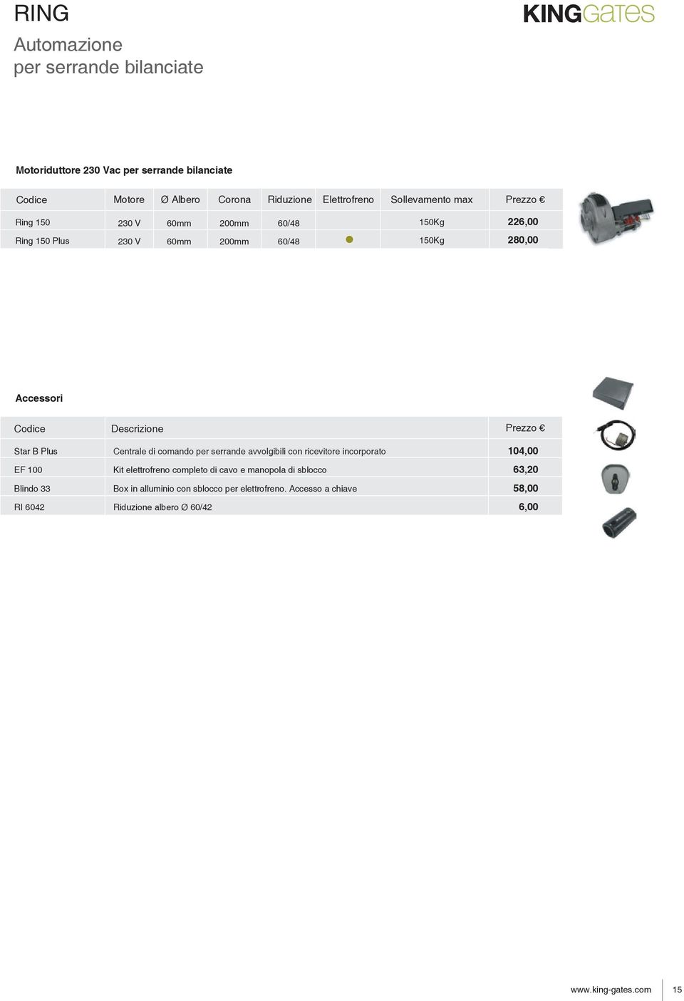 100 Blindo 33 RI 6042 Centrale di comando per serrande avvolgibili con ricevitore incorporato Kit elettrofreno completo di cavo e manopola