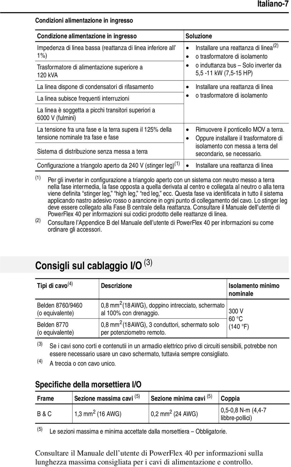 una reattanza di linea La linea subisce frequenti interruzioni La linea è soggetta a picchi transitori superiori a 6 V (fulmini) o trasformatore di isolamento La tensione fra una fase e la terra