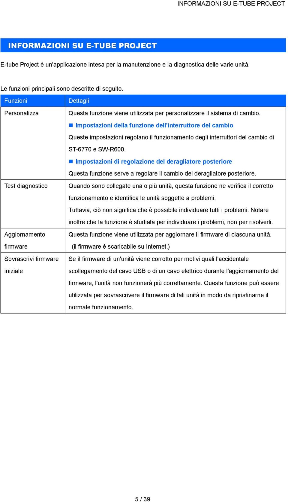 Impostazioni della funzione dell'interruttore del cambio Queste impostazioni regolano il funzionamento degli interruttori del cambio di ST 6770 e SW R600.