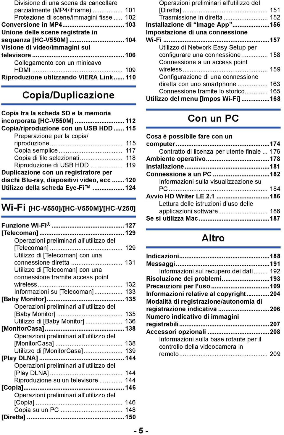 .. 110 Copia/Duplicazione Operazioni preliminari all'utilizzo del [Diretta]... 151 Trasmissione in diretta... 152 Installazione di Image App...156 Impostazione di una connessione Wi-Fi.