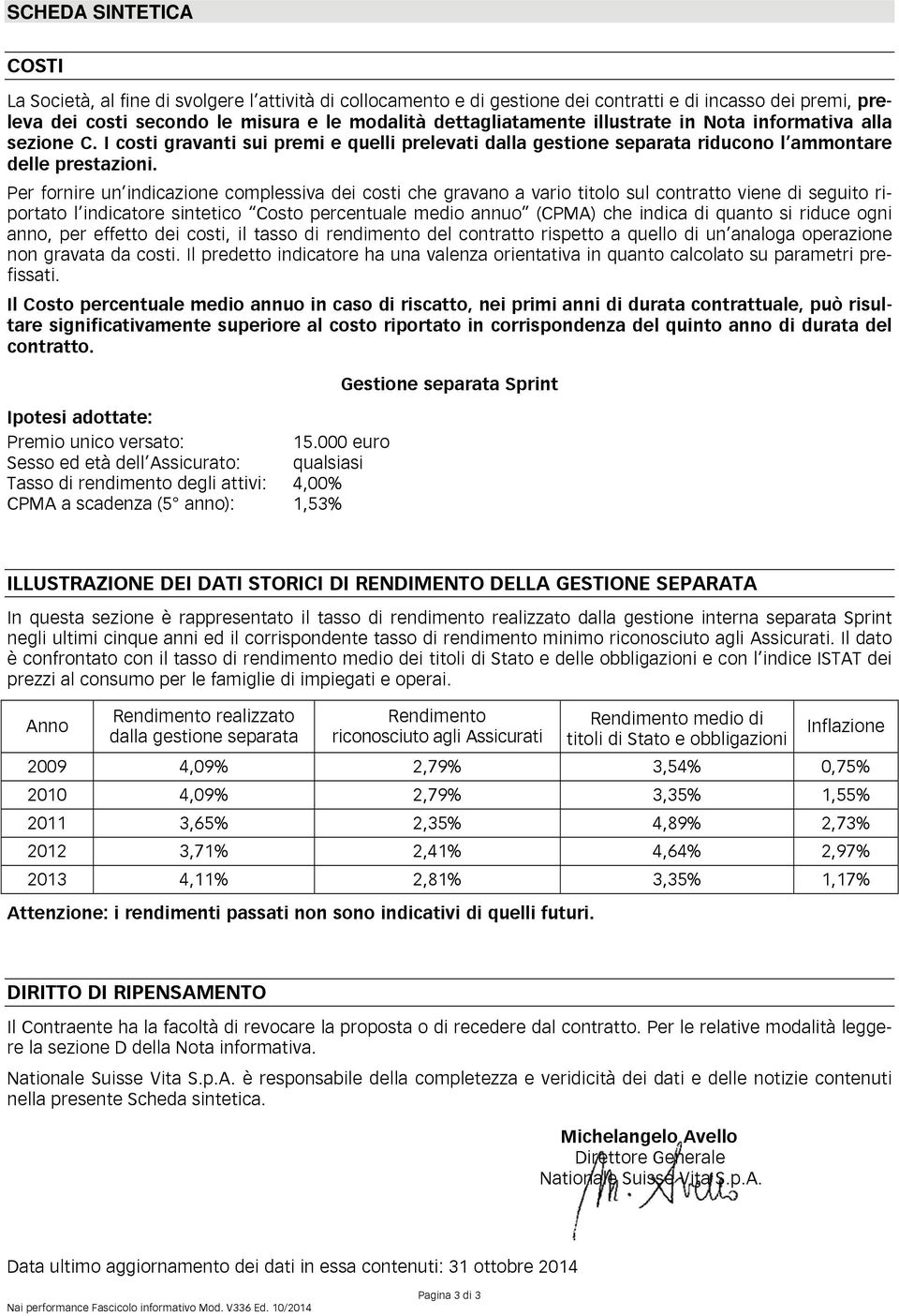 Per fornire un indicazione complessiva dei costi che gravano a vario titolo sul contratto viene di seguito riportato l indicatore sintetico Costo percentuale medio annuo (CPMA) che indica di quanto