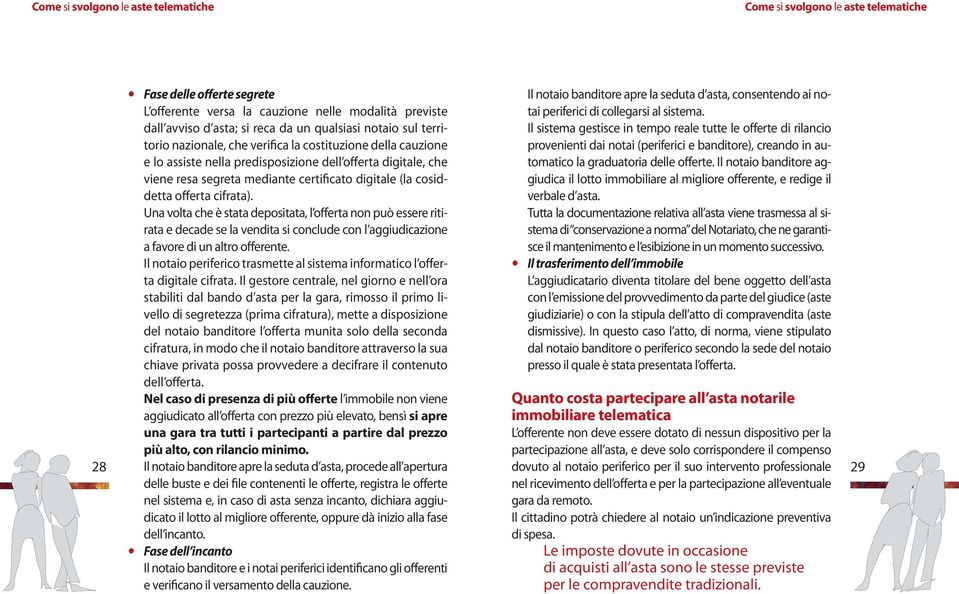 (la cosiddetta offerta cifrata). Una volta che è stata depositata, l offerta non può essere ritirata e decade se la vendita si conclude con l aggiudicazione a favore di un altro offerente.