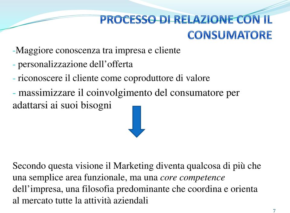 Secondo questa visione il Marketing diventa qualcosa di più che una semplice area funzionale, ma una core