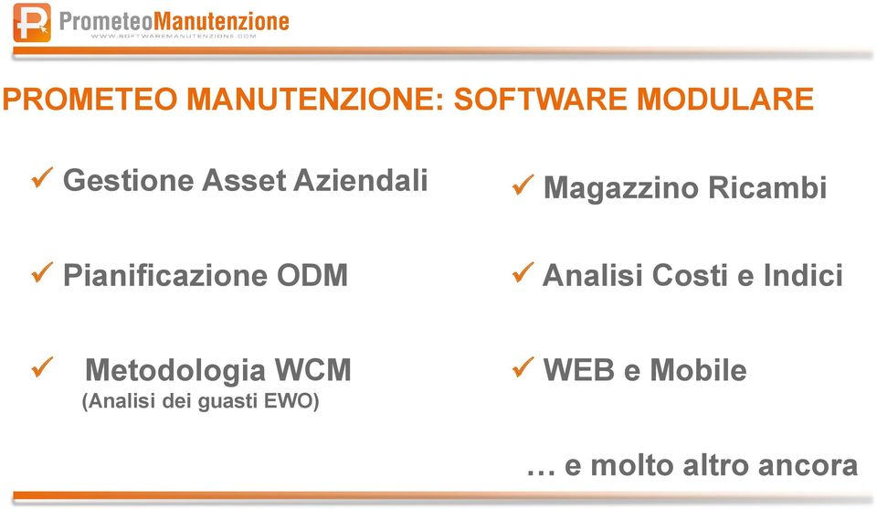 ODM Analisi Costi e Indici Metodologia WCM