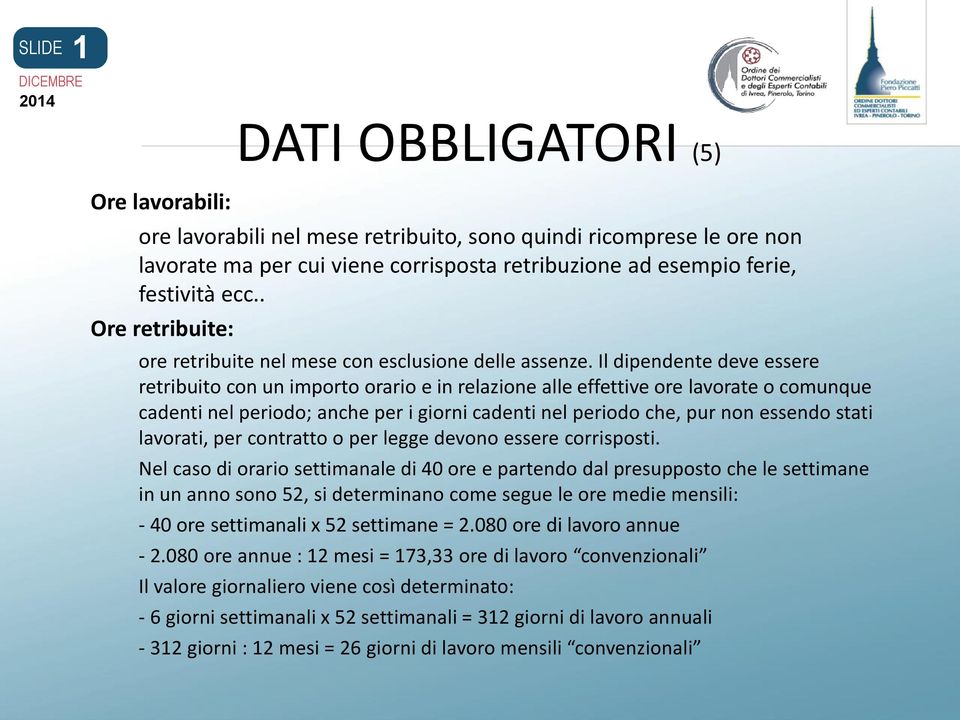 Il dipendente deve essere retribuito con un importo orario e in relazione alle effettive ore lavorate o comunque cadenti nel periodo; anche per i giorni cadenti nel periodo che, pur non essendo stati