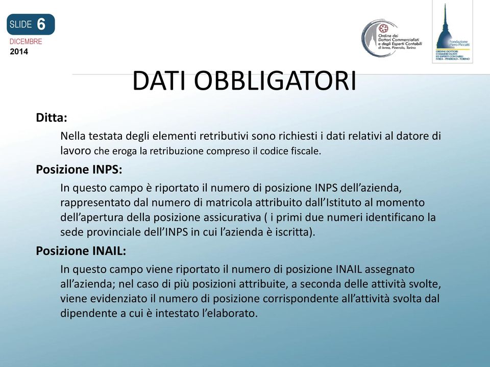 assicurativa ( i primi due numeri identificano la sede provinciale dell INPS in cui l azienda è iscritta).