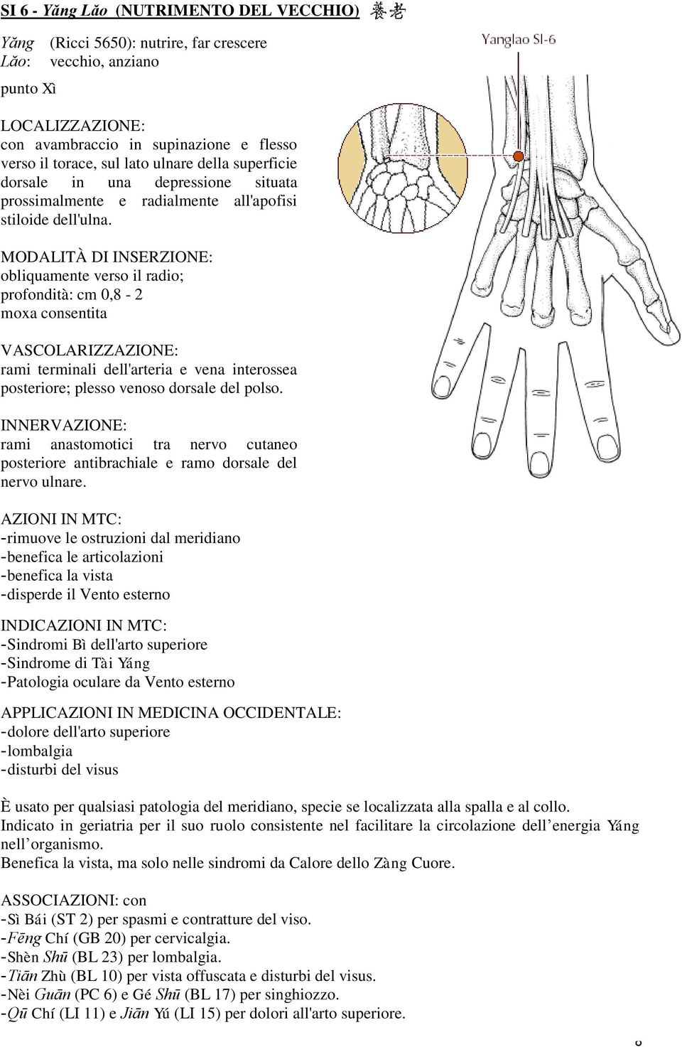 obliquamente verso il radio; profondità: cm 0,8-2 rami terminali dell'arteria e vena interossea posteriore; plesso venoso dorsale del polso.