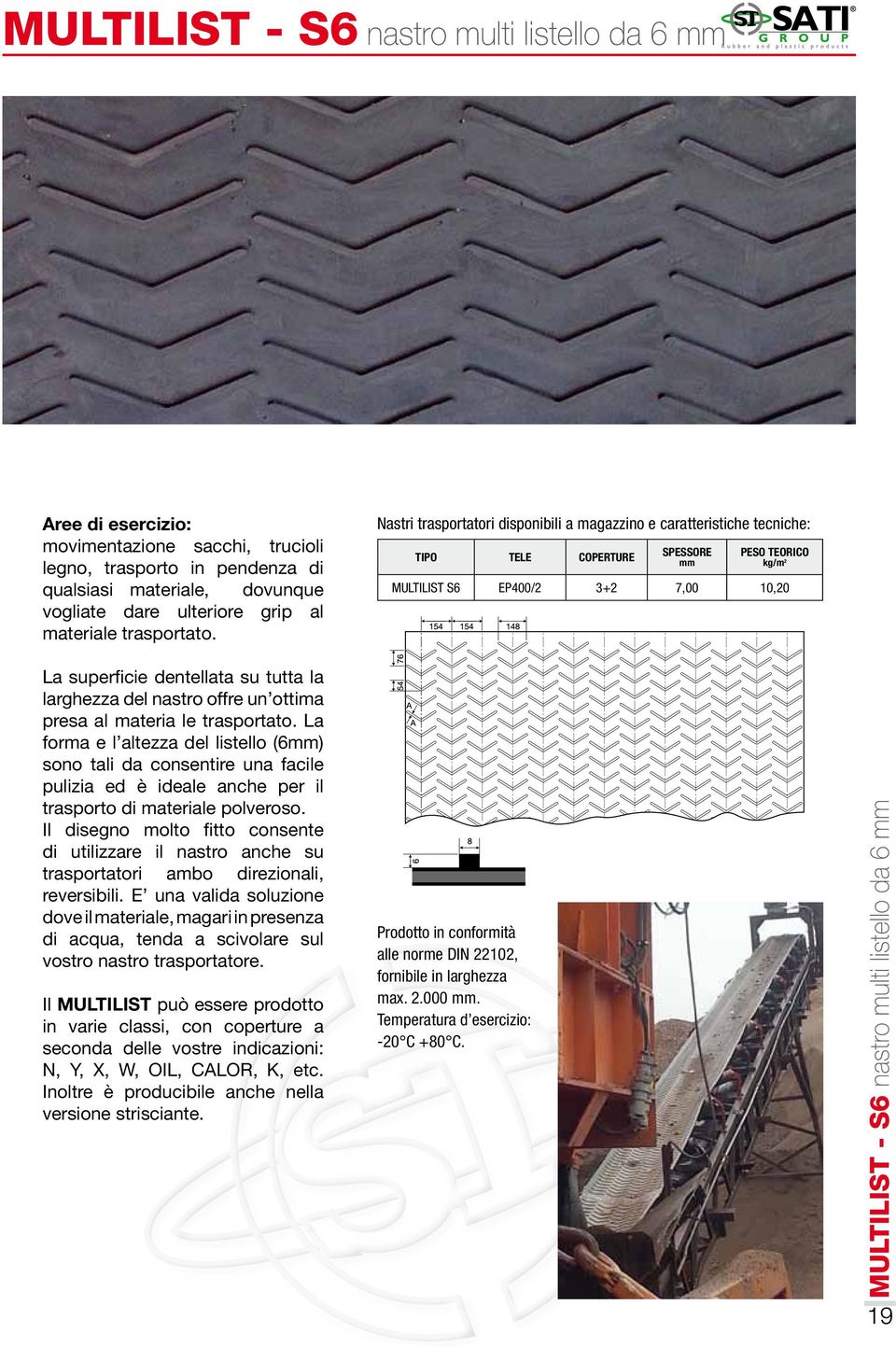 La forma e l altezza del listello (6) sono tali da consentire una facile pulizia ed è ideale anche per il trasporto di materiale polveroso.