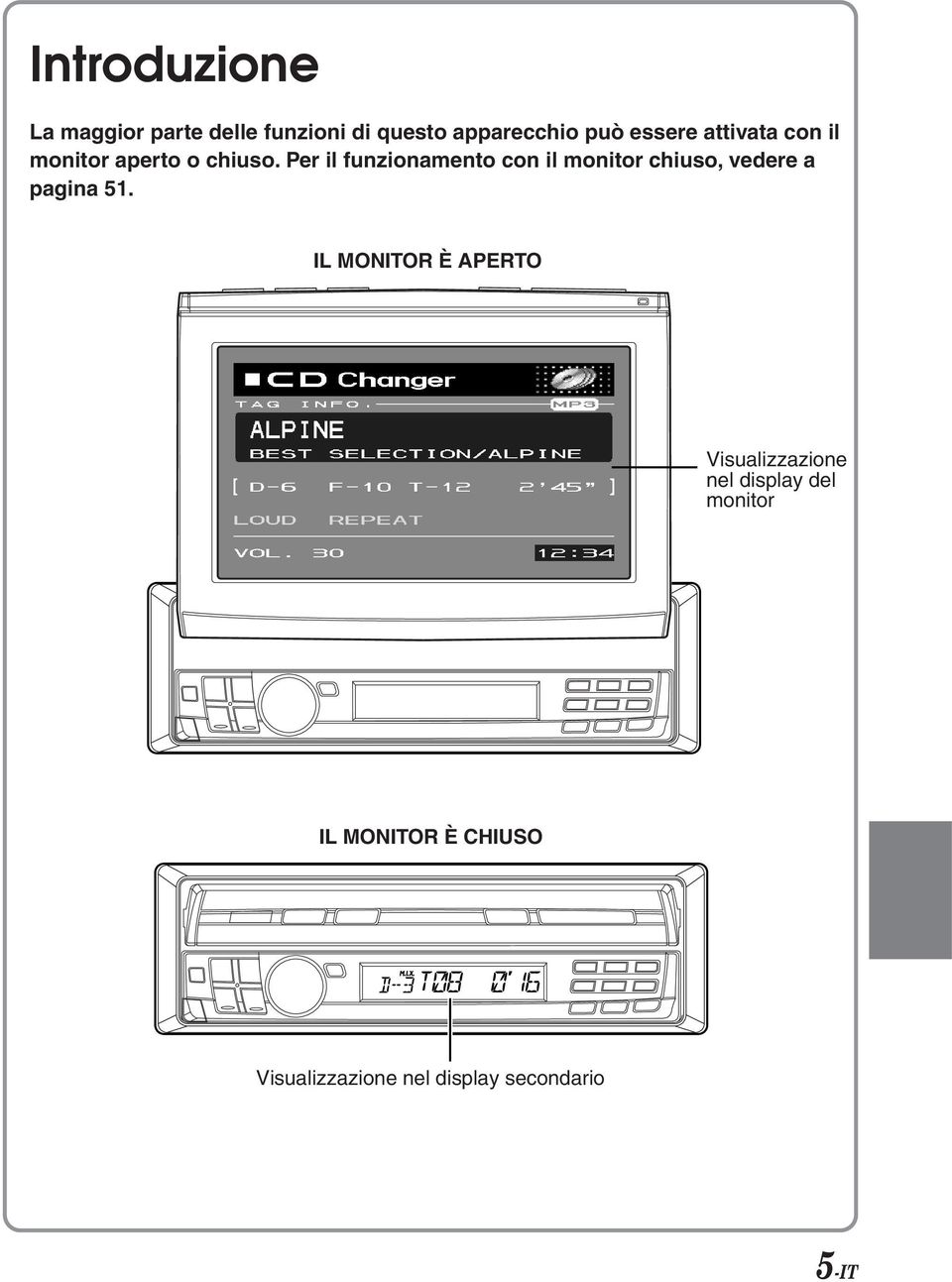 Per il funzionamento con il monitor chiuso, vedere a pagina 51.