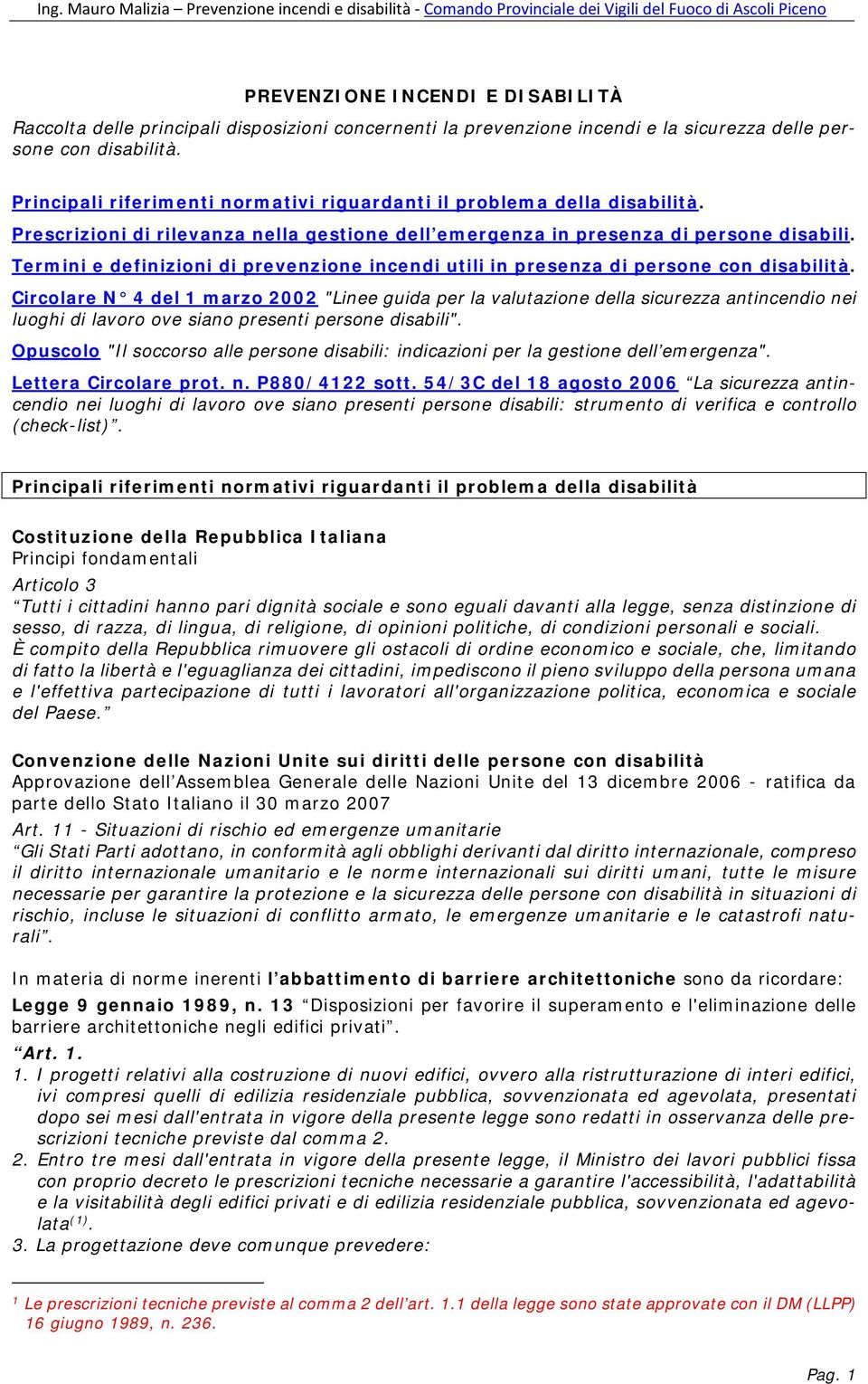 Termini e definizioni di prevenzione incendi utili in presenza di persone con disabilità.