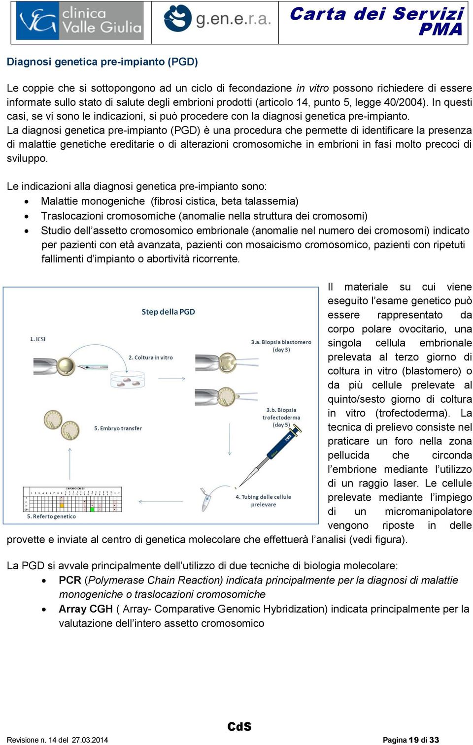 La diagnosi genetica pre-impianto (PGD) è una procedura che permette di identificare la presenza di malattie genetiche ereditarie o di alterazioni cromosomiche in embrioni in fasi molto precoci di