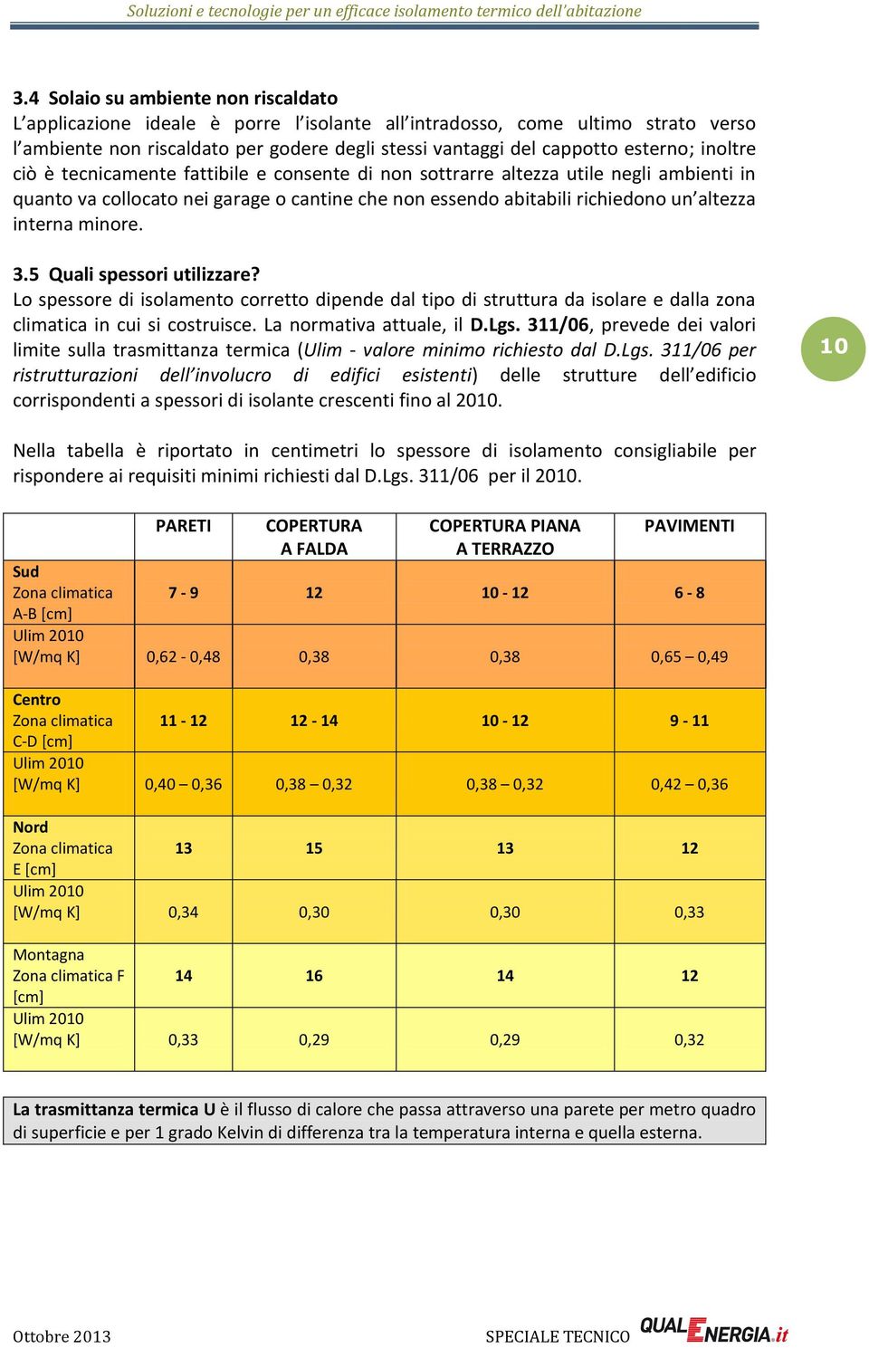 interna minore. 3.5 Quali spessori utilizzare? Lo spessore di isolamento corretto dipende dal tipo di struttura da isolare e dalla zona climatica in cui si costruisce. La normativa attuale, il D.Lgs.