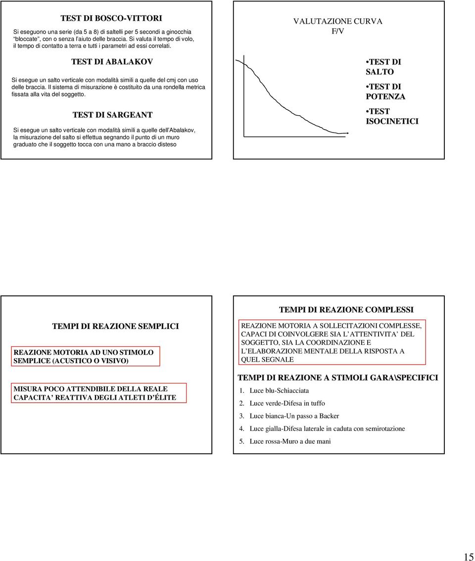 TEST DI ABALAKOV Si esegue un salto verticale con modalità simili a quelle del cmj con uso delle braccia. Il sistema di misurazione è costituito da una rondella metrica fissata alla vita del soggetto.