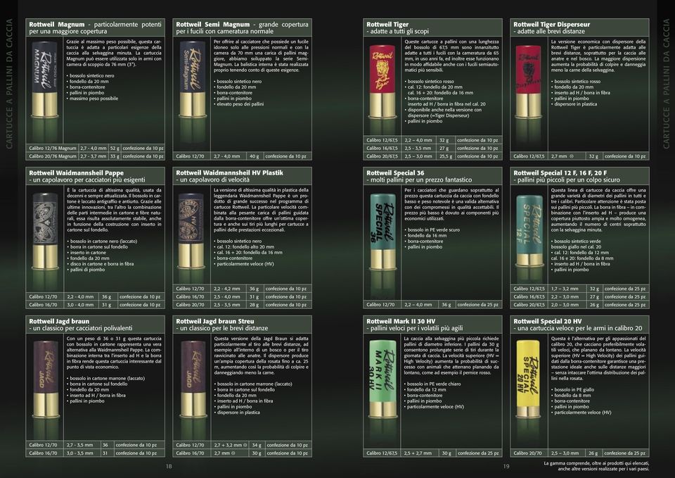 bossolo sintetico nero massimo peso possibile Calibro 12/76 Magnum 2,7-4,0 mm 52 g da 10 pz Rottweil Semi Magnum - grande copertura per i fucili con cameratura normale Per offrire al cacciatore che