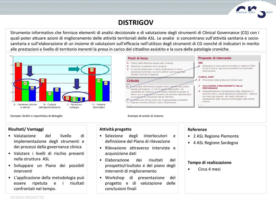 Le analisi si concentrano sull attività sanitaria e sociosanitaria e sull elaborazione di un insieme di valutazioni sull efficacia nell utilizzo degli strumenti di CG nonché di indicatori in merito