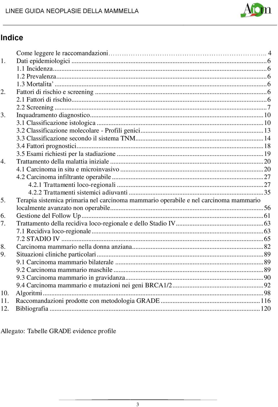 4 Fattori prognostici... 18 3.5 Esami richiesti per la stadiazione... 19 4. Trattamento della malattia iniziale... 20 4.1 Carcinoma in situ e microinvasivo... 20 4.2 Carcinoma infiltrante operabile.