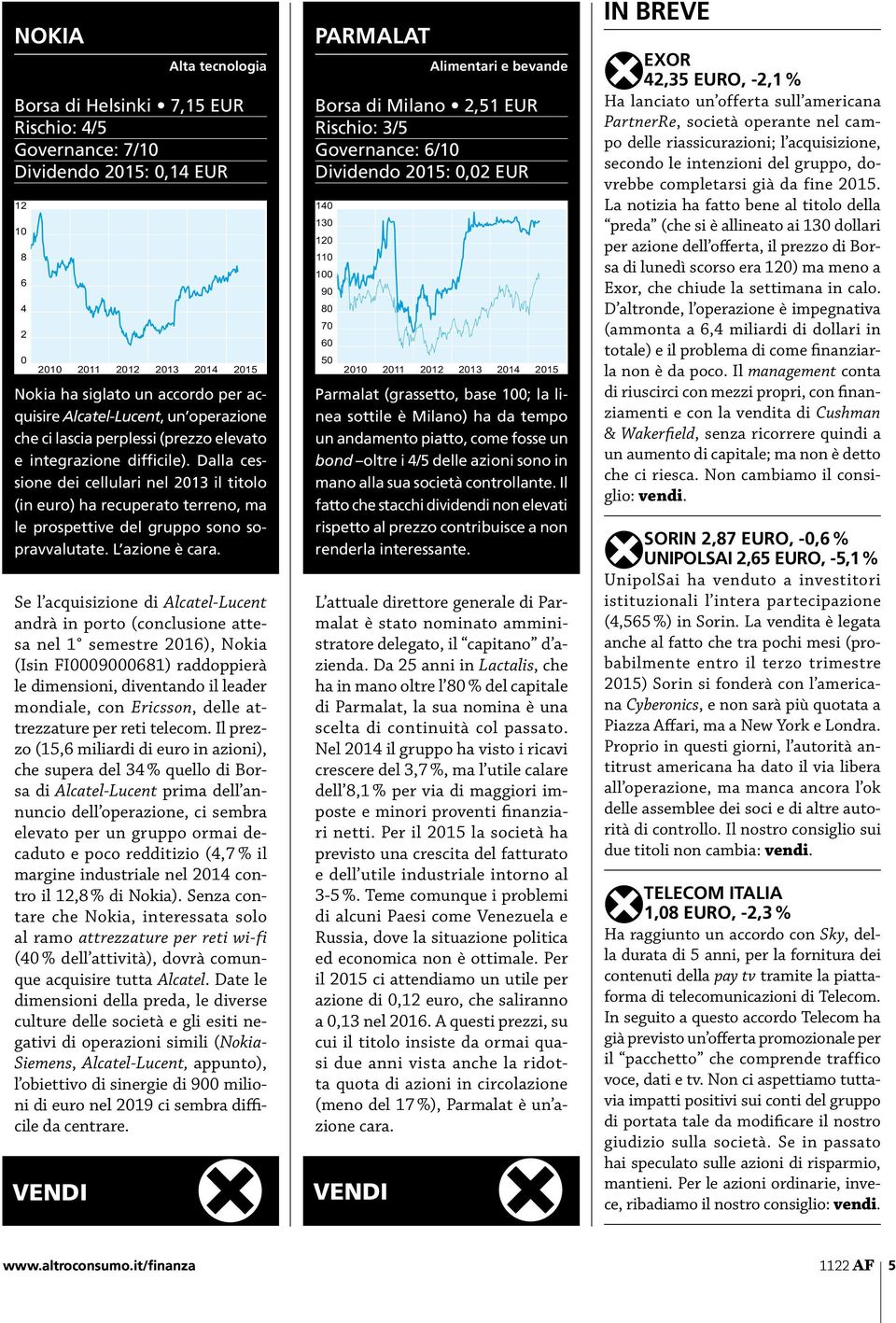 Dalla cessione dei cellulari nel 2013 il titolo (in euro) ha recuperato terreno, ma le prospettive del gruppo sono sopravvalutate. L azione è cara.