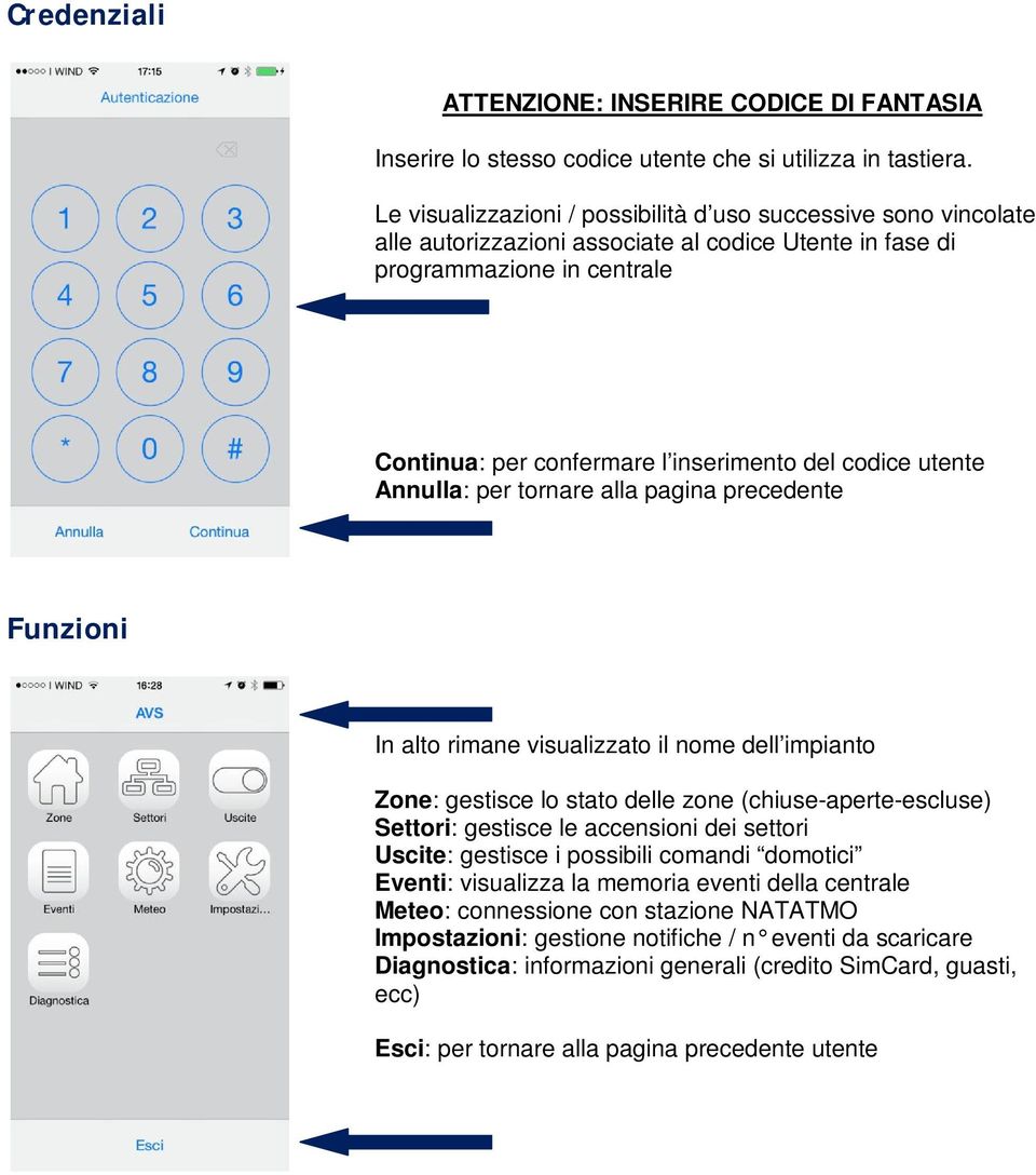 utente Annulla: per tornare alla pagina precedente Funzioni In alto rimane visualizzato il nome dell impianto Zone: gestisce lo stato delle zone (chiuse-aperte-escluse) Settori: gestisce le