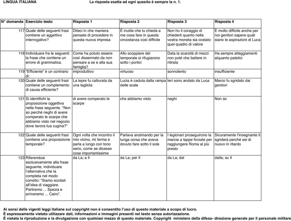 moneta sia costato quel quadro di valore È molto difficile anche per noi genitori sapere quali siano le aspirazioni di Luca 118 Individuare fra le seguenti la frase che contiene un errore di