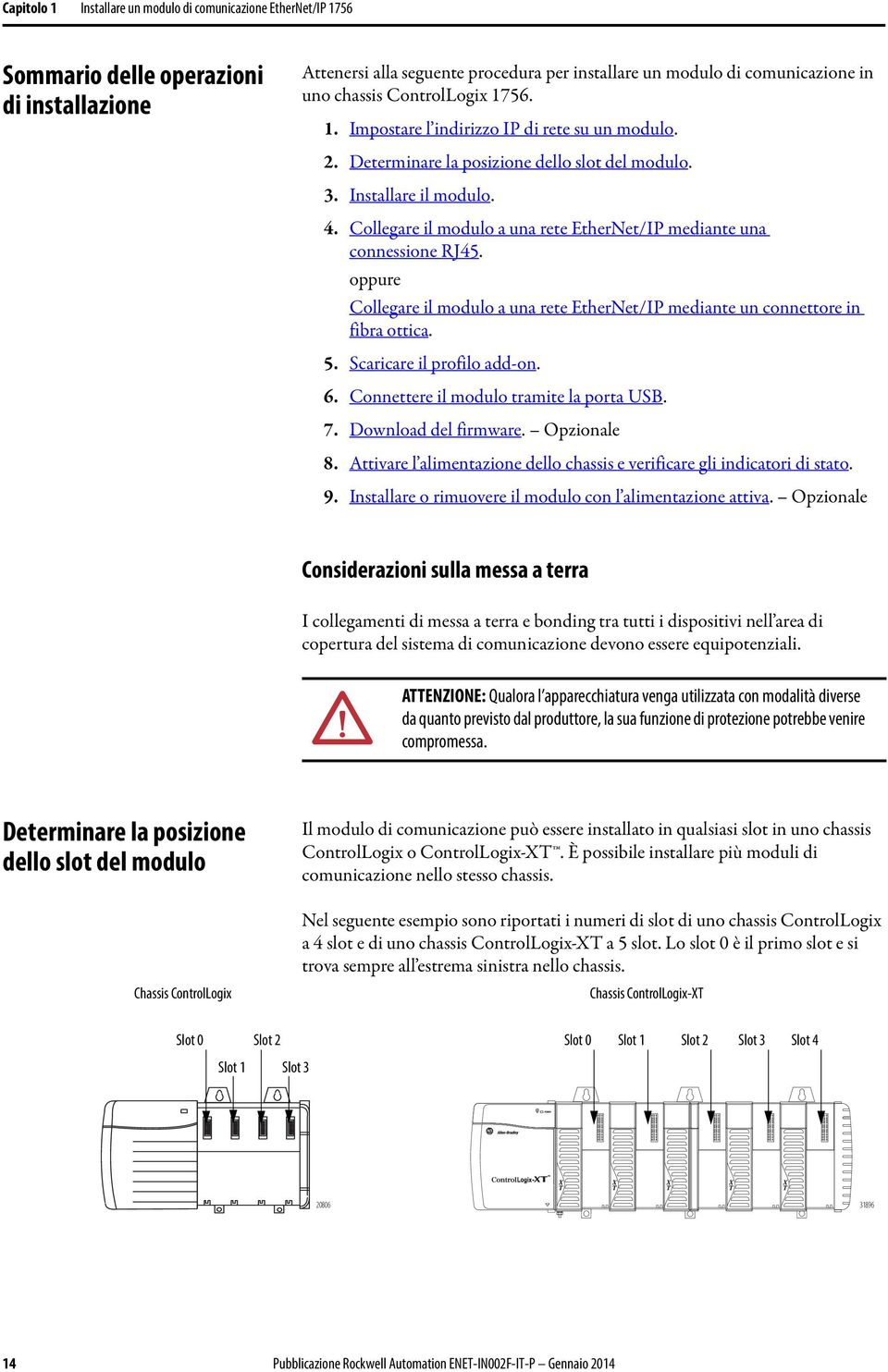 Collegare il modulo a una rete EtherNet/IP mediante una connessione RJ45. oppure Collegare il modulo a una rete EtherNet/IP mediante un connettore in fibra ottica. 5. Scaricare il profilo add-on. 6.