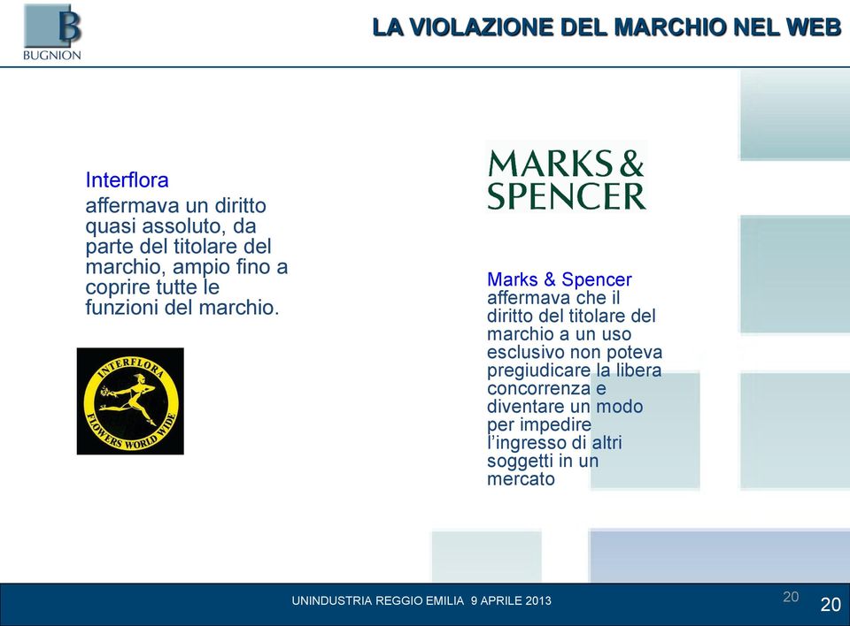 Marks & Spencer affermava che il diritto del titolare del marchio a un uso esclusivo non poteva