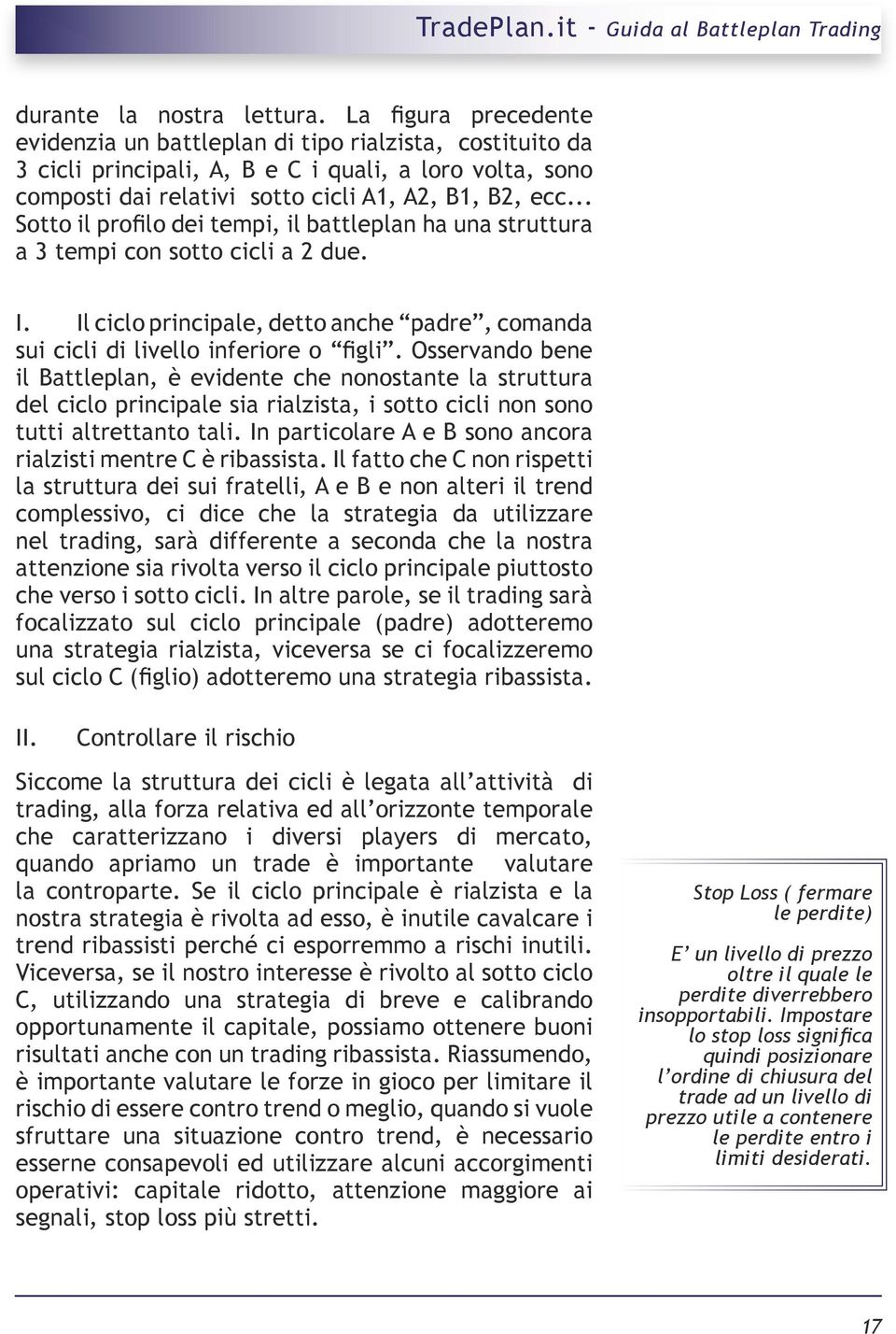 .. Sotto il profilo dei tempi, il battleplan ha una struttura a 3 tempi con sotto cicli a 2 due. I. Il ciclo principale, detto anche padre, comanda sui cicli di livello inferiore o figli.