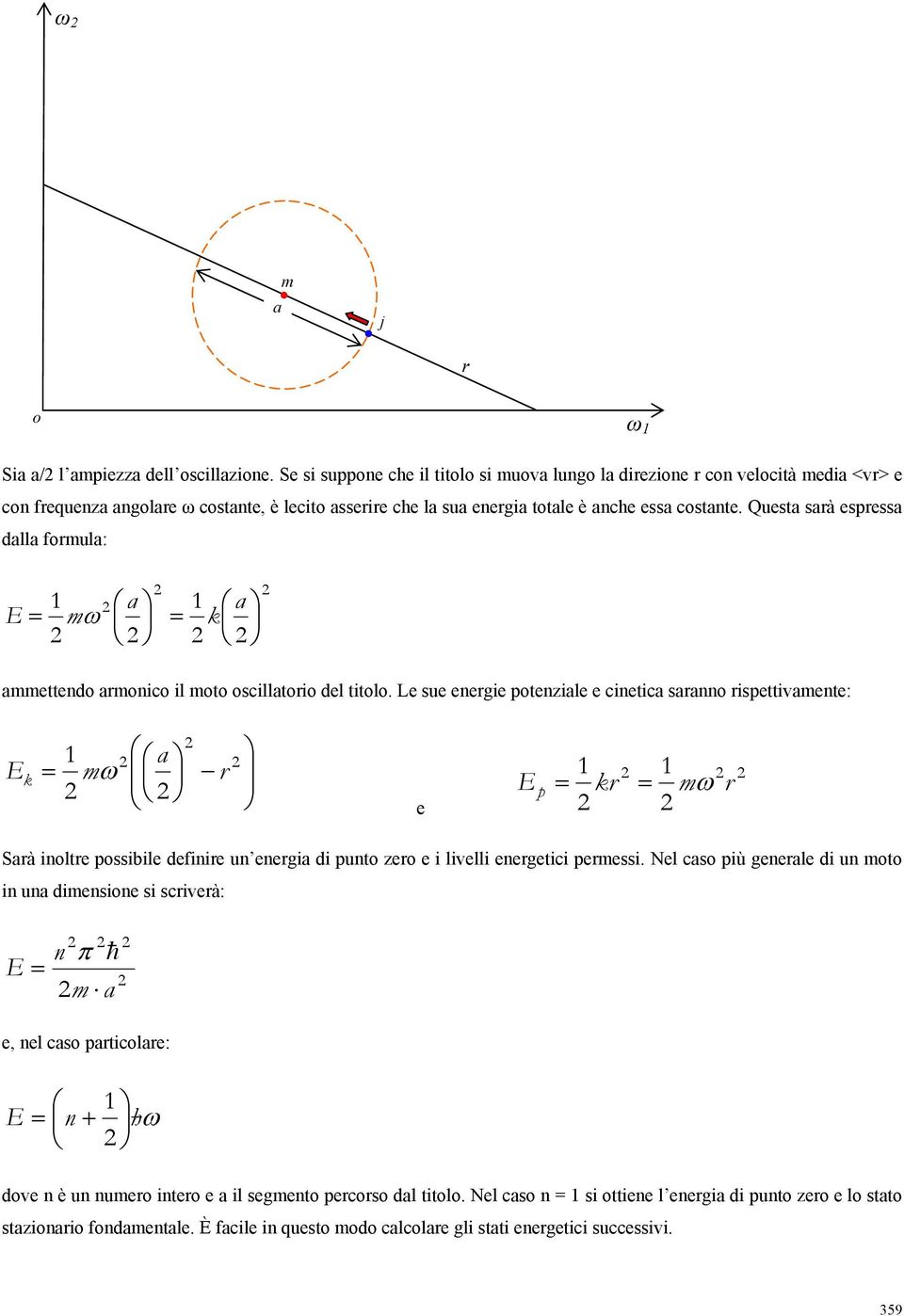 Questa sarà espressa dalla formula: 1 1 = = a k a m E ω ammettendo armonico il moto oscillatorio del titolo.