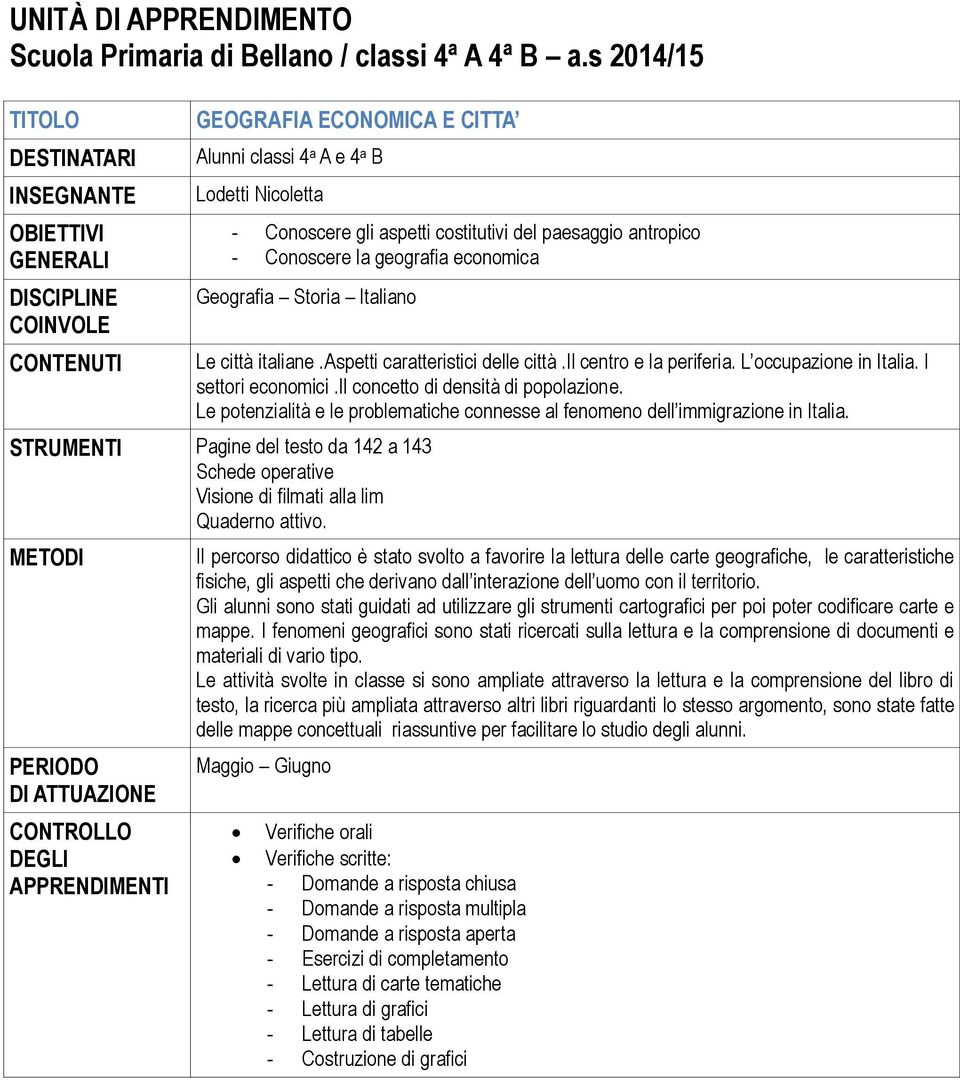 italiane.aspetti caratteristici delle città.il centro e la periferia. L occupazione in Italia. I settori economici.il concetto di densità di popolazione.