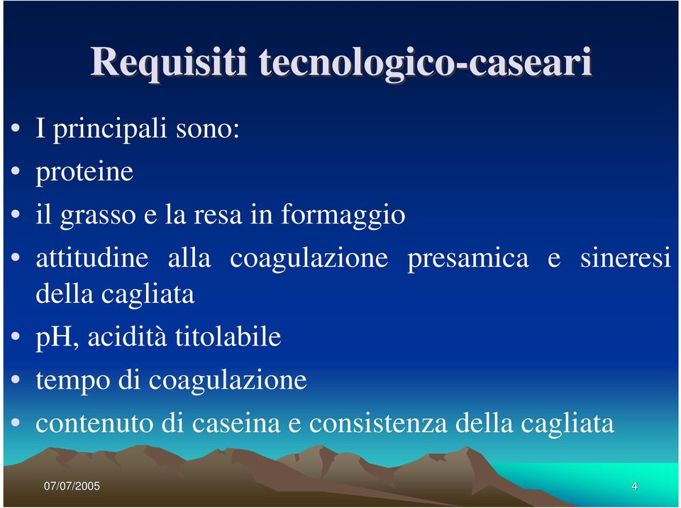 presamica e sineresi della cagliata ph, acidità titolabile tempo di