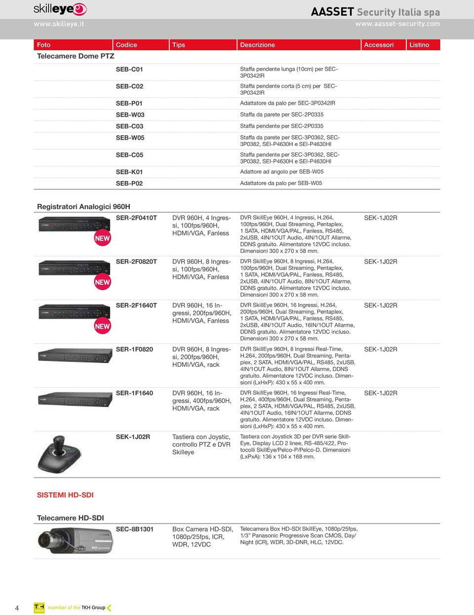 per SEC- 3P0342IR Adattatore da palo per SEC-3P0342IR Staffa da parete per SEC-2P0335 Staffa pendente per SEC-2P0335 Staffa da parete per SEC-3P0362, SEC- 3P0382, SEI-P4630H e SEI-P4630HI Staffa