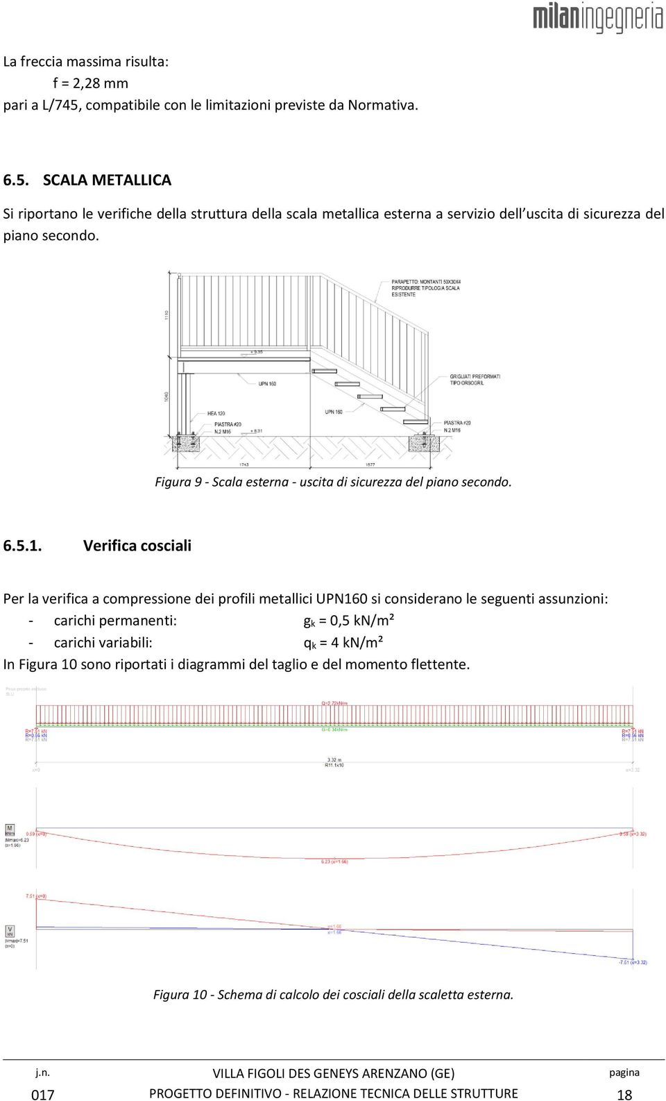 SCALA METALLICA Si riportano le verifiche della struttura della scala metallica esterna a servizio dell uscita di sicurezza del piano secondo.