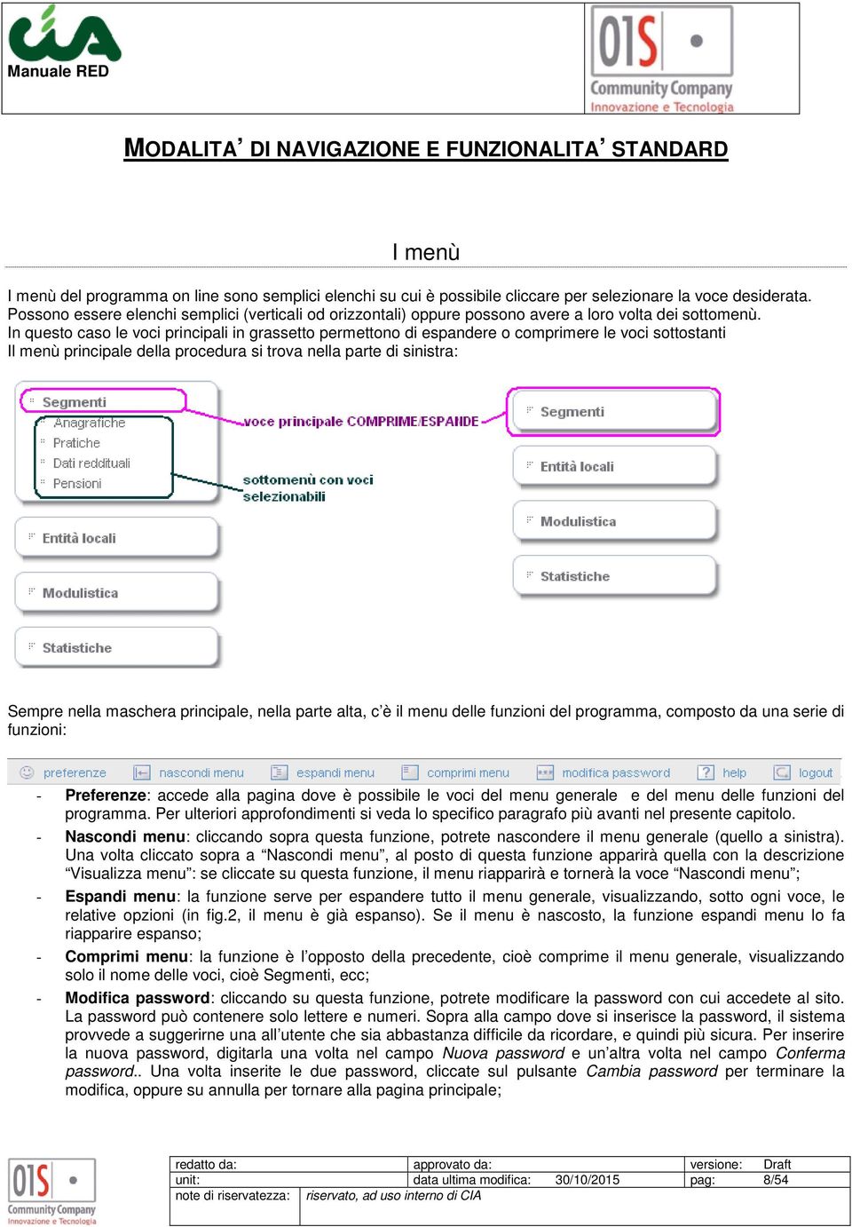 In questo caso le voci principali in grassetto permettono di espandere o comprimere le voci sottostanti Il menù principale della procedura si trova nella parte di sinistra: Sempre nella maschera