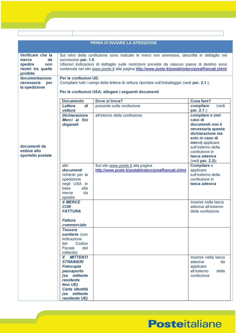 Ulteriori indicazioni di dettaglio sulle restrizioni previste da ciascun paese di destino sono contenute nel sito www.poste.it alla pagina http://www.poste.it/postali/estero/preaffrancati.