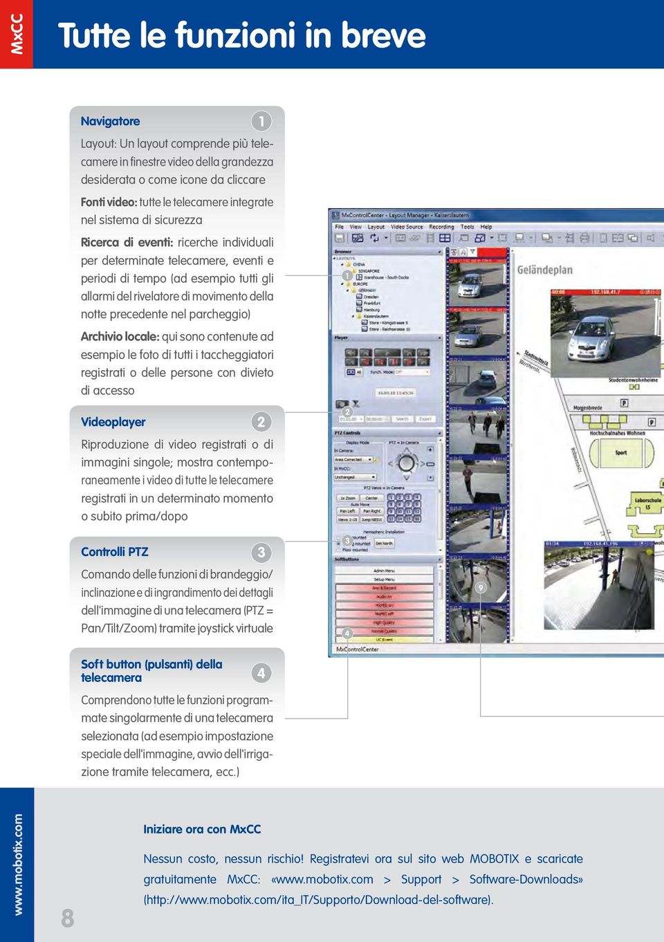 nel parcheggio) Archivio locale: qui sono contenute ad esempio le foto di tutti i taccheggiatori registrati o delle persone con divieto di accesso Videoplayer 2 Riproduzione di video registrati o di