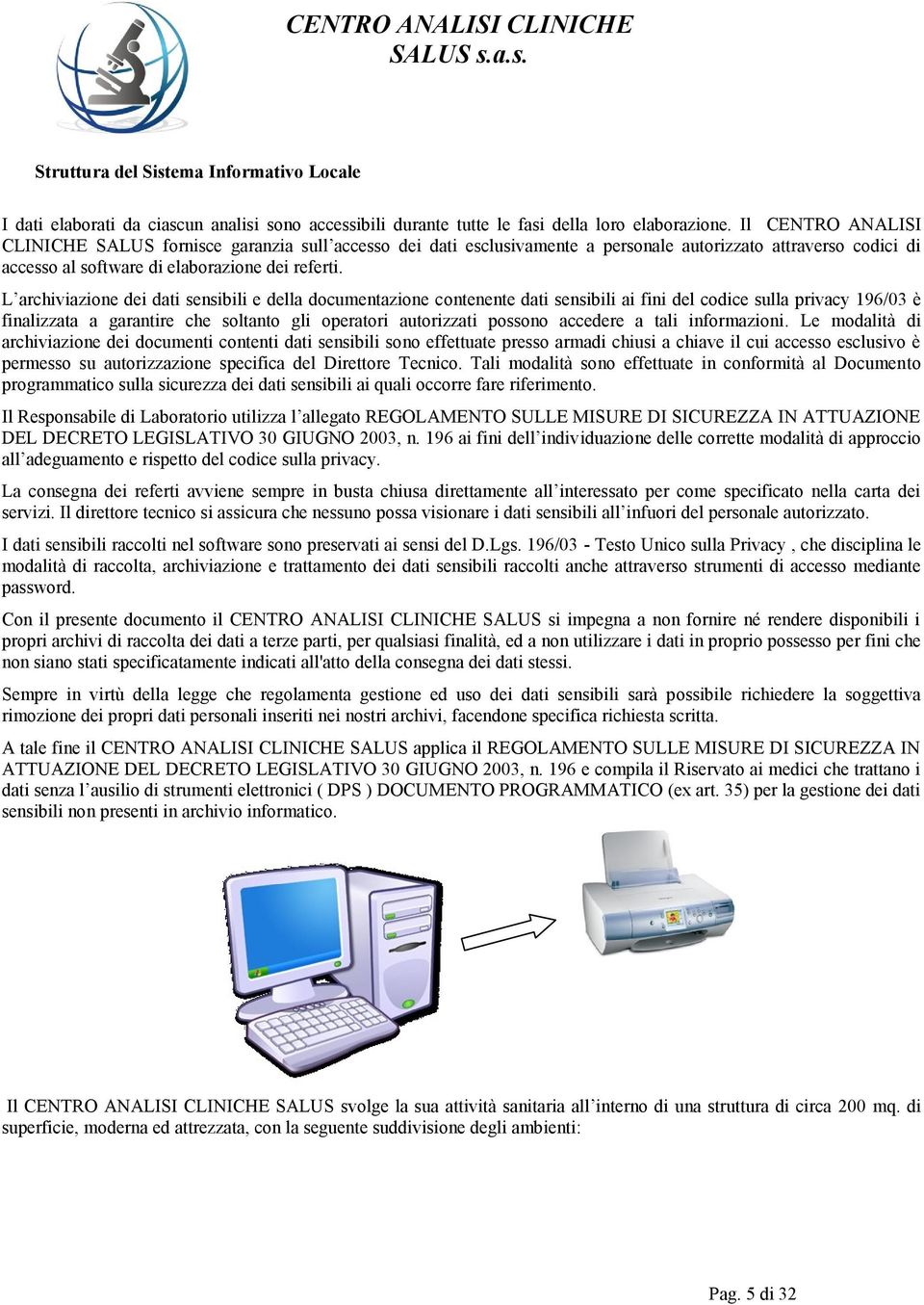 L archiviazione dei dati sensibili e della documentazione contenente dati sensibili ai fini del codice sulla privacy 196/03 è finalizzata a garantire che soltanto gli operatori autorizzati possono