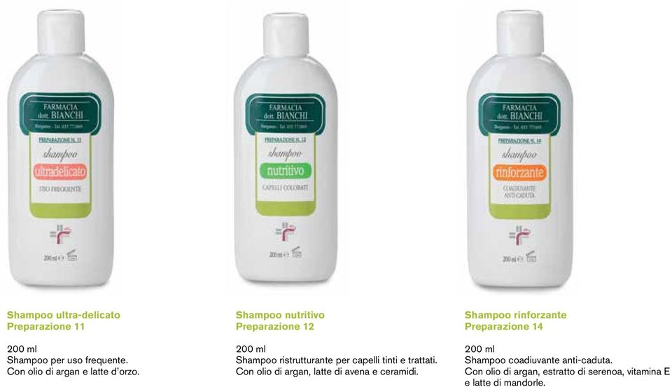 Shampoo nutritivo Preparazione 12 200 ml Shampoo ristrutturante per capelli tinti e trattati.