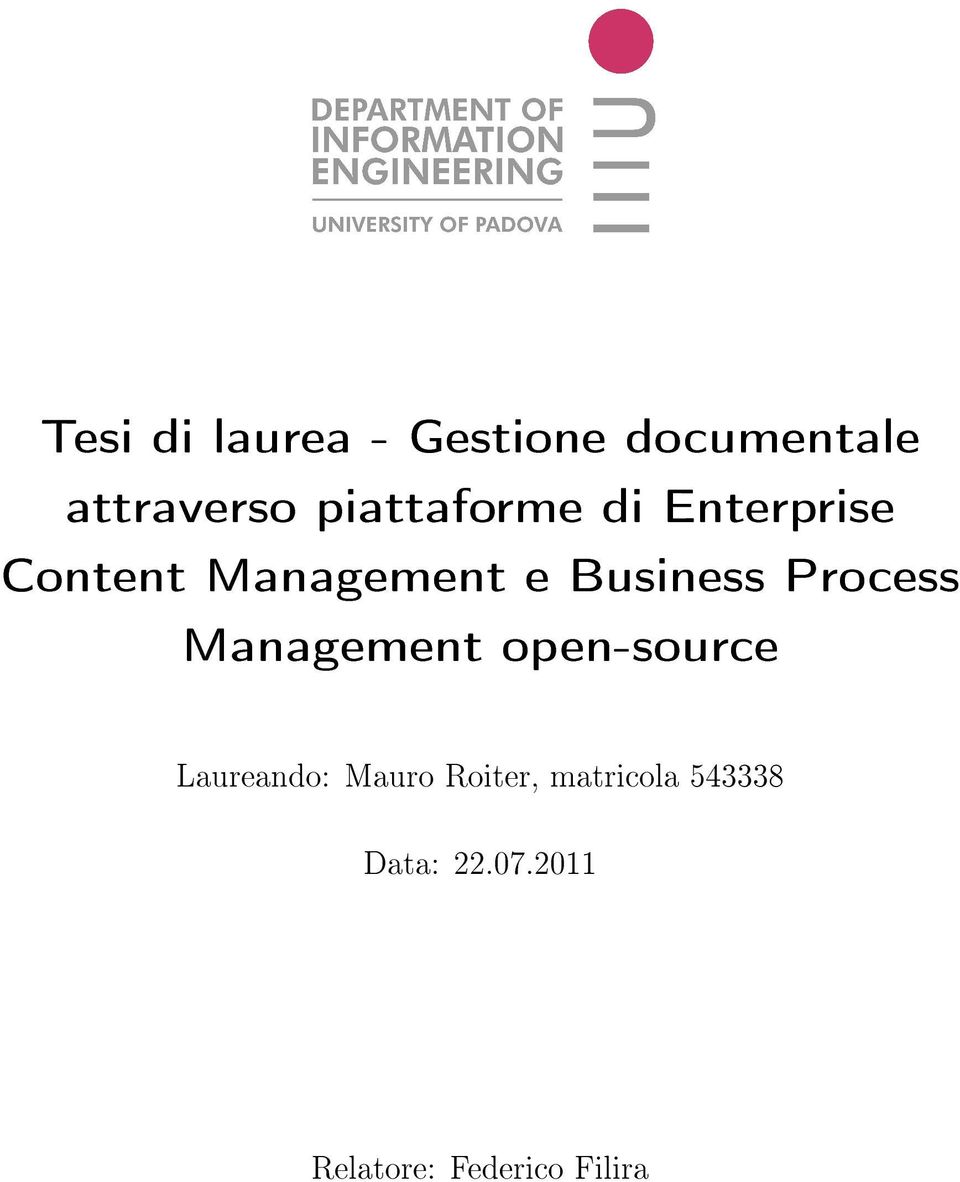 Business Process Management open-source Laureando: