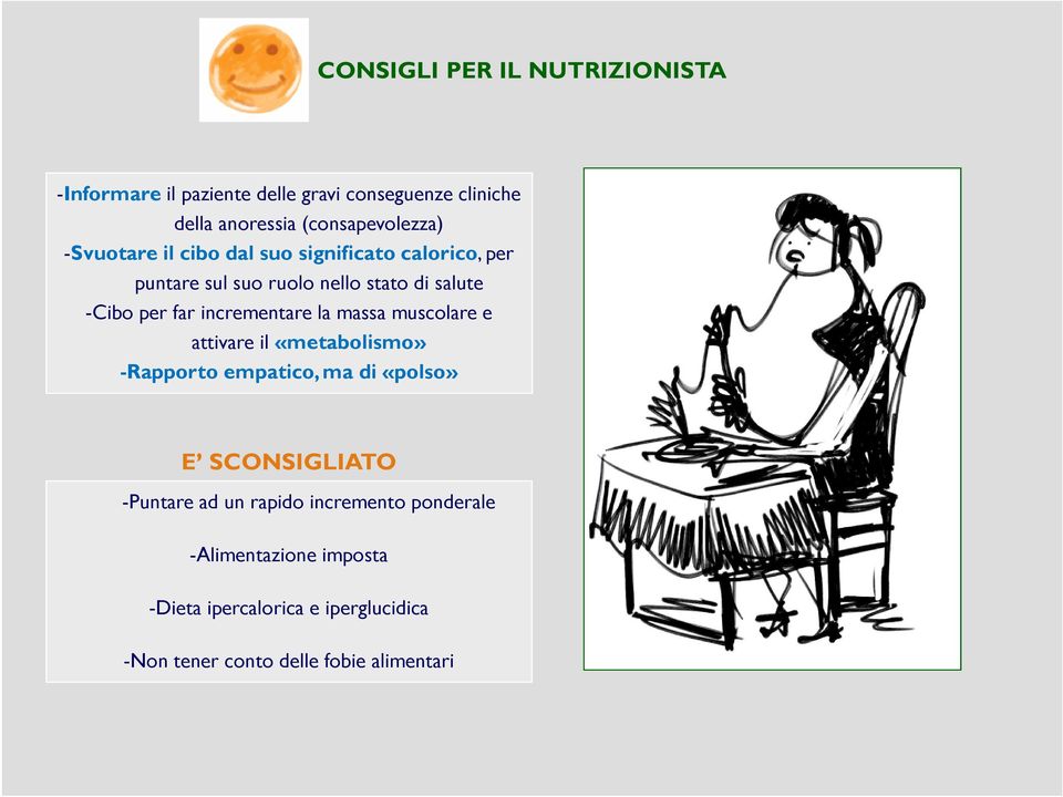 incrementare la massa muscolare e attivare il «metabolismo» -Rapporto empatico, ma di «polso» E SCONSIGLIATO -Puntare