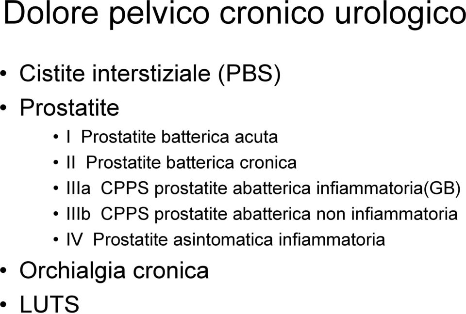 prostatite abatterica infiammatoria(gb) IIIb CPPS prostatite abatterica