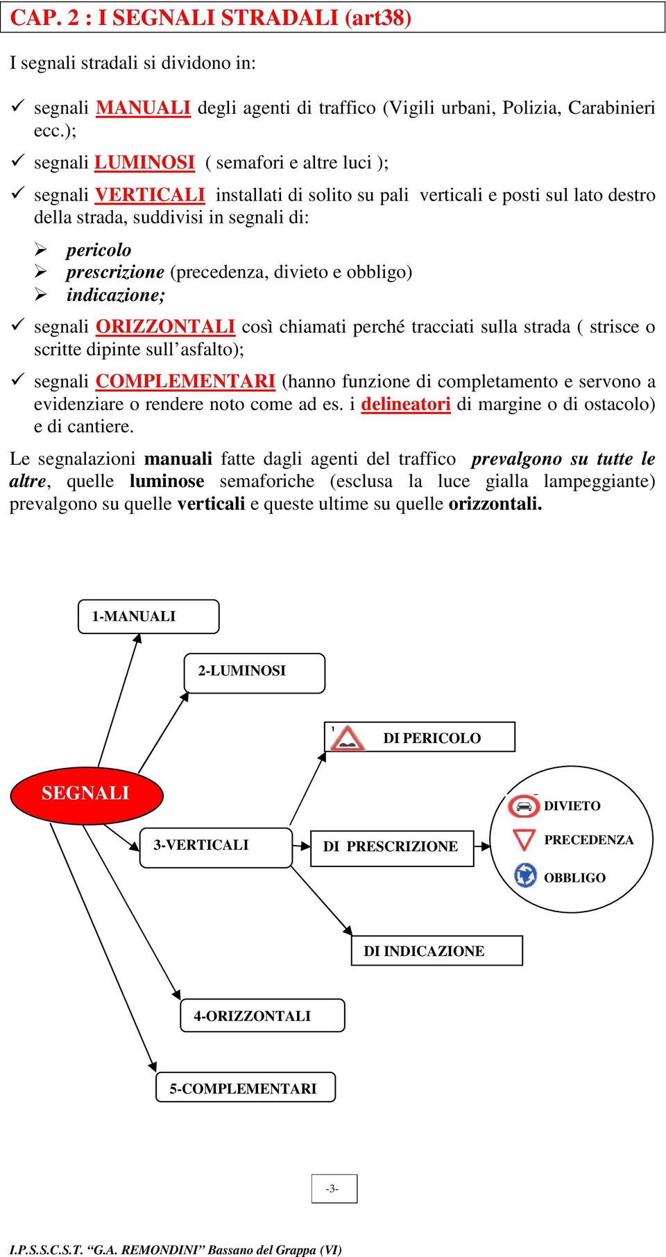 (precedenza, divieto e obbligo) indicazione; segnali ORIZZONTALI così chiamati perché tracciati sulla strada ( strisce o scritte dipinte sull asfalto); segnali COMPLEMENTARI (hanno funzione di