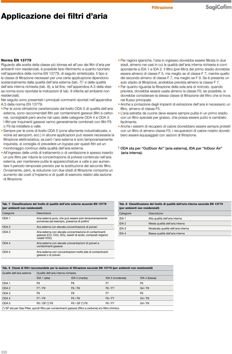 7) 1 e dalla qualità dell aria interna richiesta (tab. 8); a tal fi ne, nell appendice A.3 della stessa norma sono riportate le indicazioni di tab. 9 (riferite ad ambienti non residenziali).