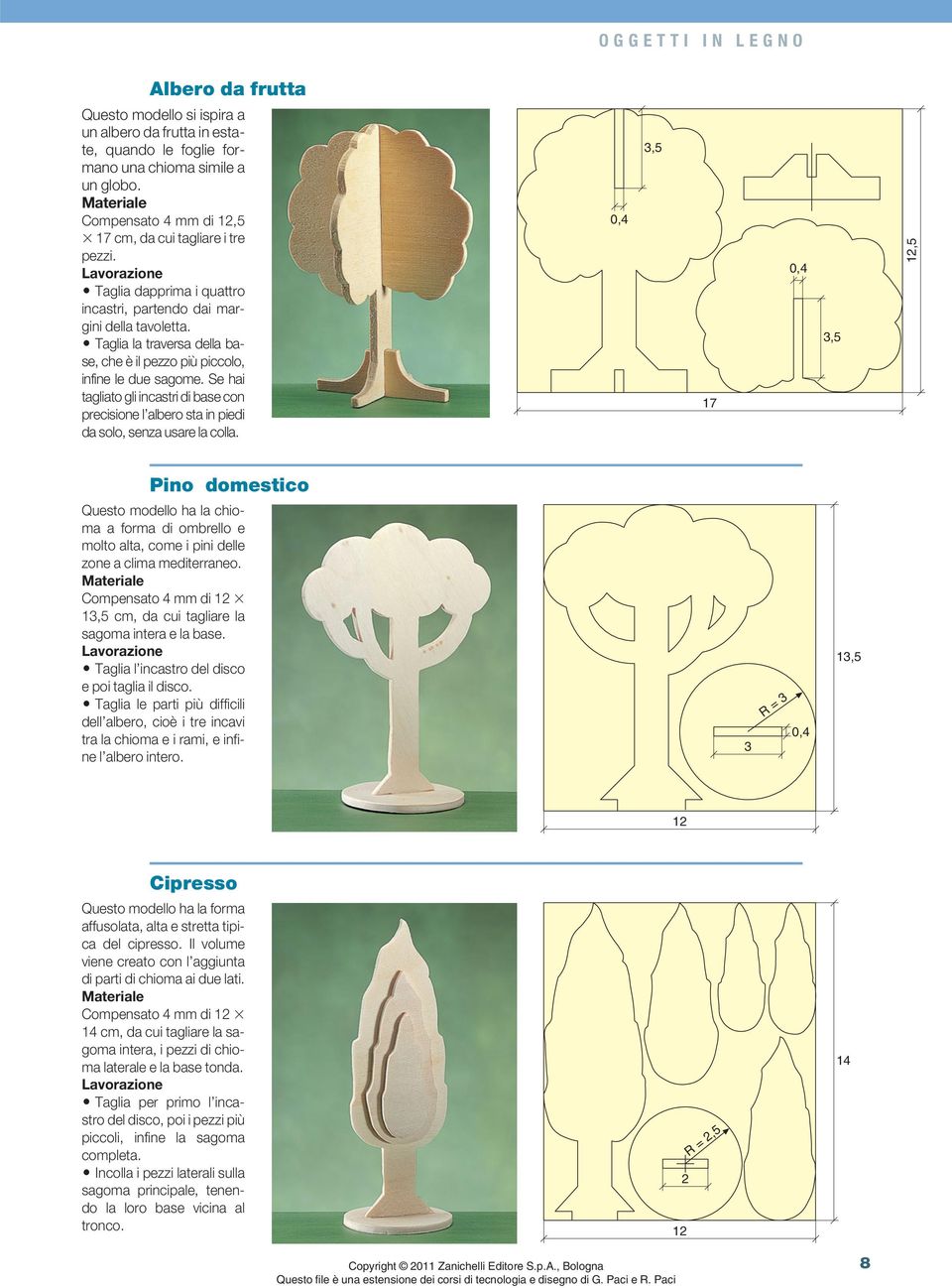 Taglia la traversa della base, che è il pezzo più piccolo, infine le due sagome. Se hai tagliato gli incastri di base con precisione l albero sta in piedi da solo, senza usare la colla.