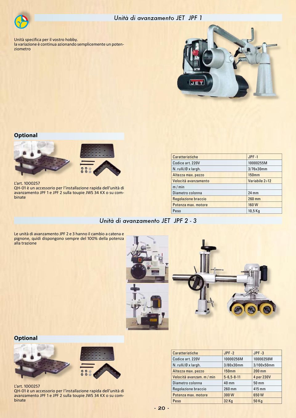 rulli/ø x largh. 3/76x30mm Altezza max. pezzo 150mm Velocità avanzamento Variabile 2 12 m / min Diametro colonna 24 mm Regolazione braccio 260 mm Potenza max.