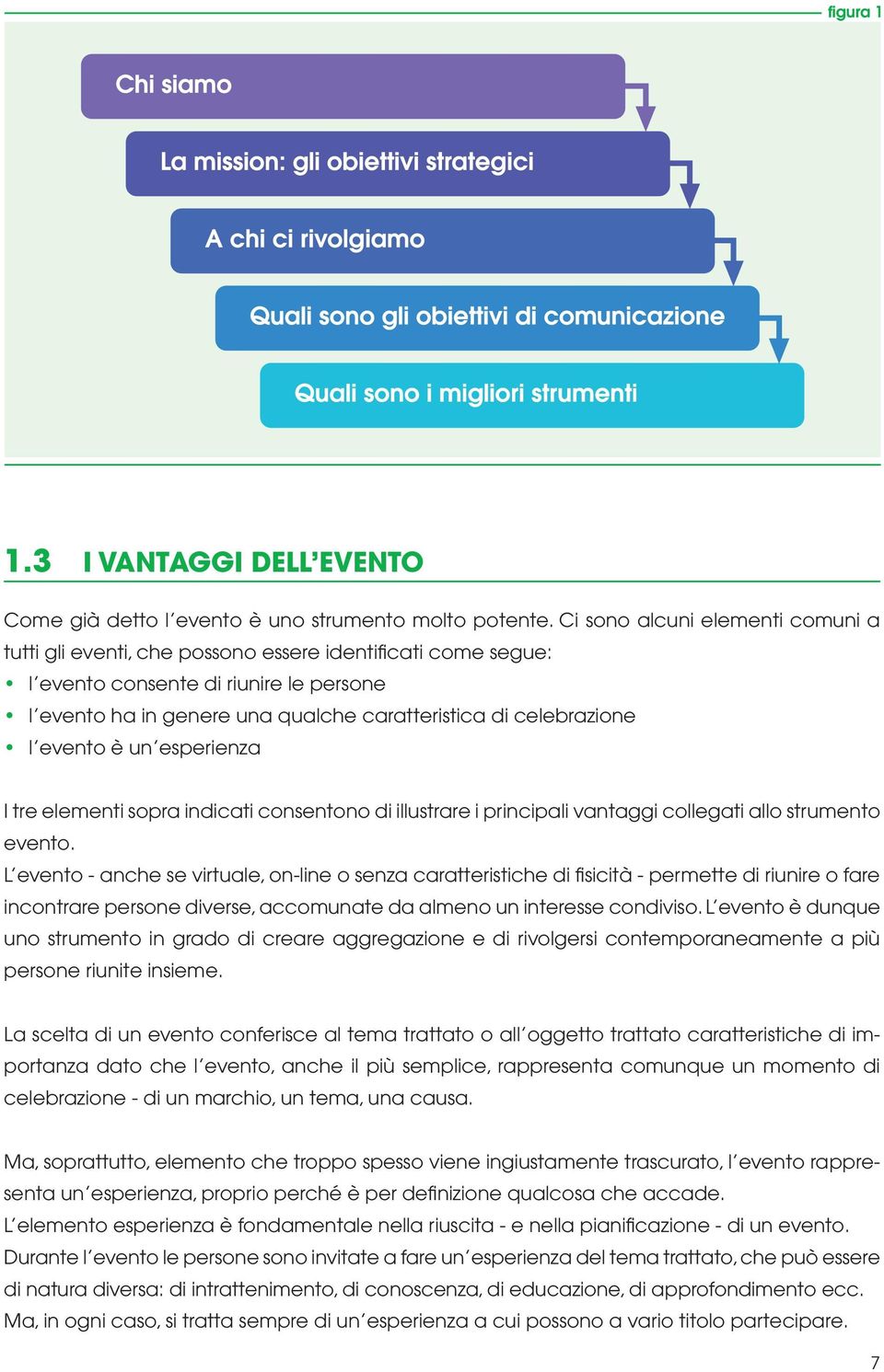 l evento è un esperienza I tre elementi sopra indicati consentono di illustrare i principali vantaggi collegati allo strumento evento.