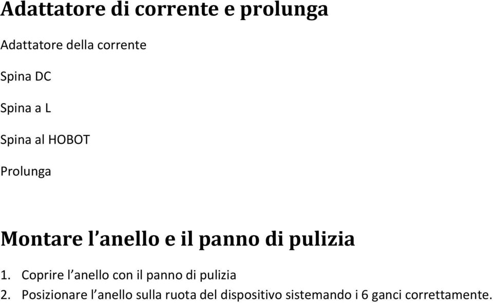 pulizia 1. Coprire l anello con il panno di pulizia 2.