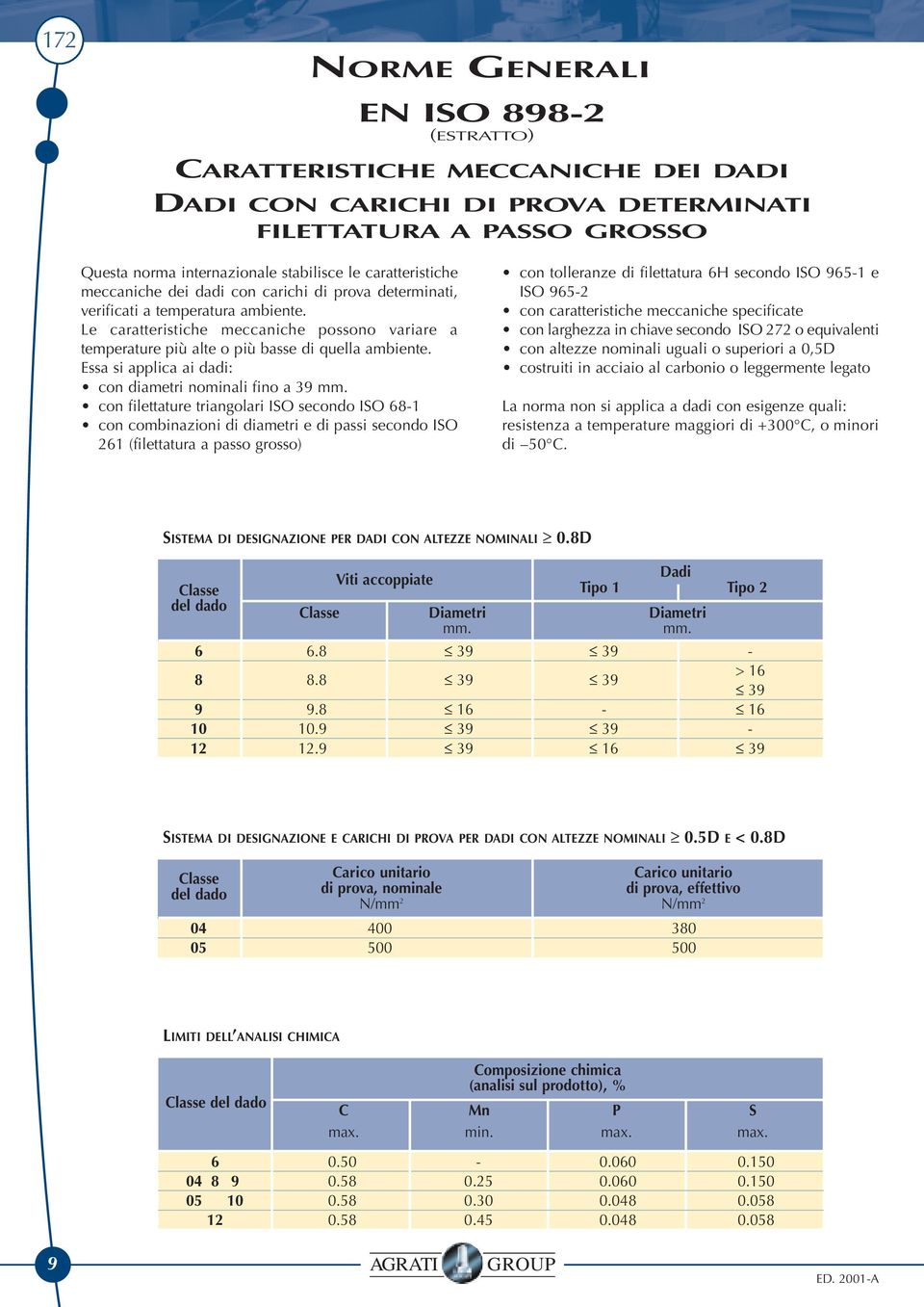 Essa si applica ai dadi: con diametri nominali fino a 3 con filettature triangolari ISO secondo ISO 68-1 con combinazioni di diametri e di passi secondo ISO 261 (filettatura a passo grosso) con