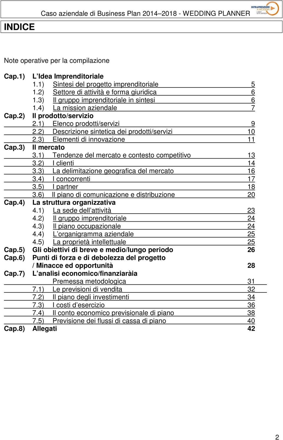 2) Descrizione sintetica dei prodotti/servizi 10 2.3) Elementi di innovazione 11 Cap.3) Il mercato 3.1) Tendenze del mercato e contesto competitivo 13 3.2) I clienti 14 3.