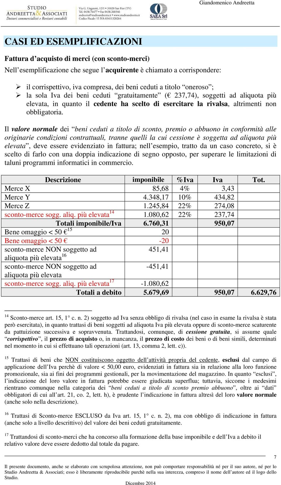 Il valore normale dei beni ceduti a titolo di sconto, premio o abbuono in conformità alle originarie condizioni contrattuali, tranne quelli la cui cessione è soggetta ad aliquota più elevata, deve