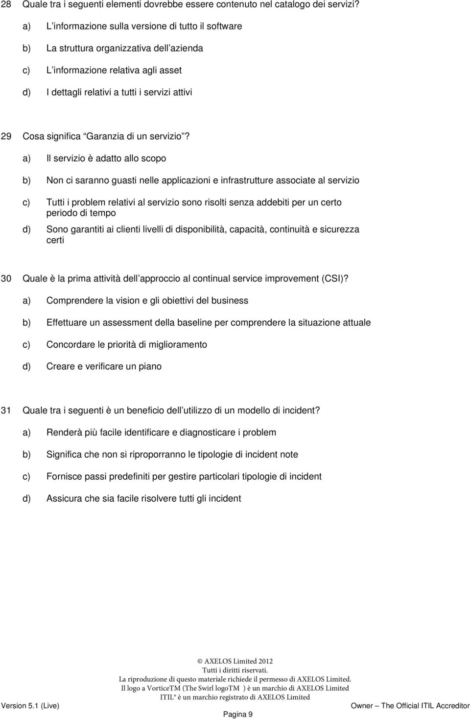 significa Garanzia di un servizio?