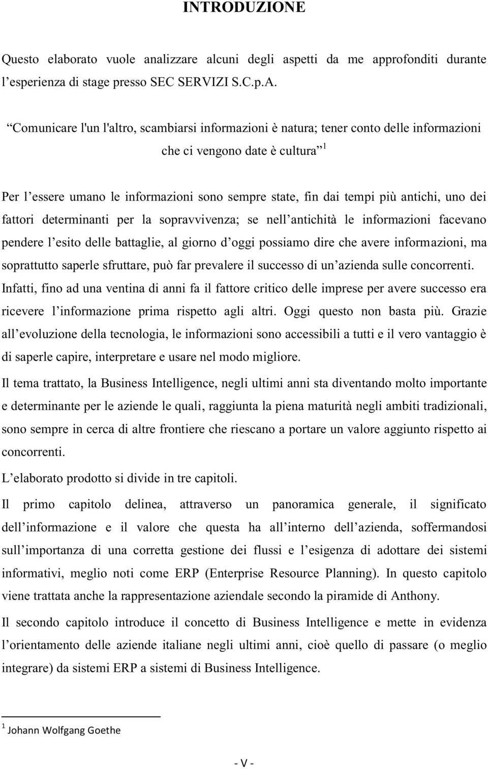 Il tema trattato, la Business Intelligence, negli ultimi anni sta diventando molto importante e determinante per le aziende le quali, raggiunta la piena maturità negli ambiti tradizionali, sono